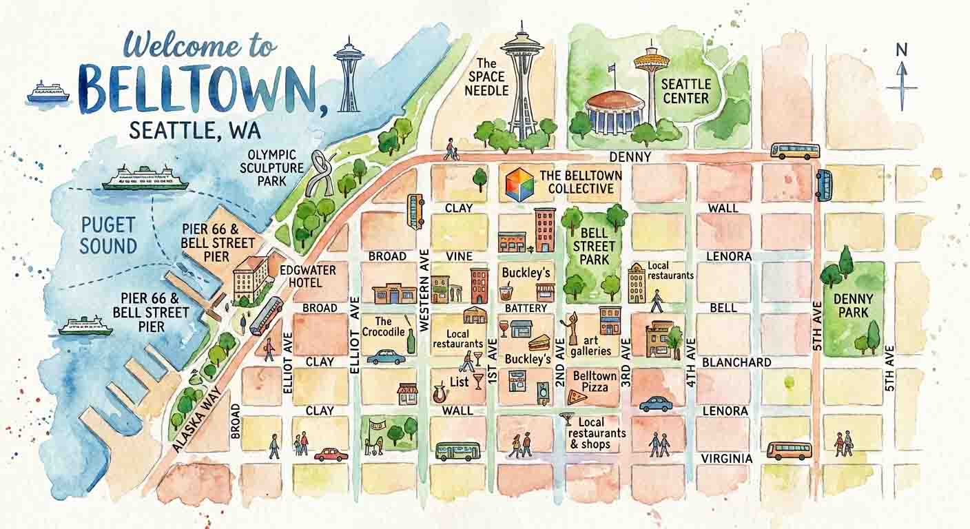 Map of Belltown, Seattle, WA